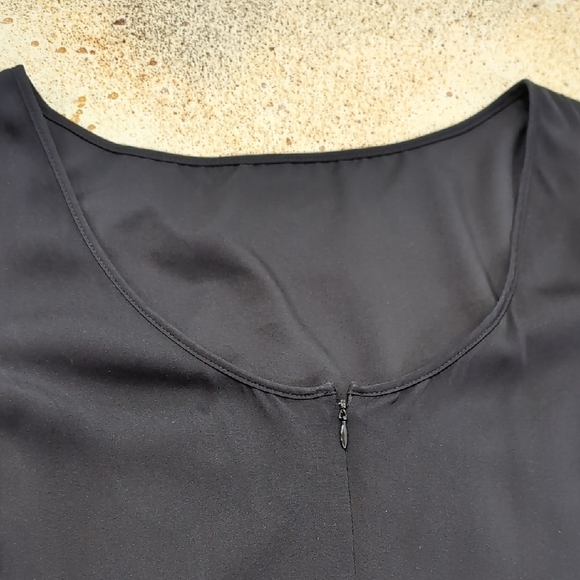 Milly | Silk Stretchy Black Mini Dress with Butterfly Sleeves Size 14 - Picture 11 of 11